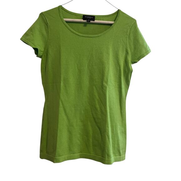 Rondina New York Silk Blend Short Sleeve Green Knit Top Size M - Picture 1 of 6